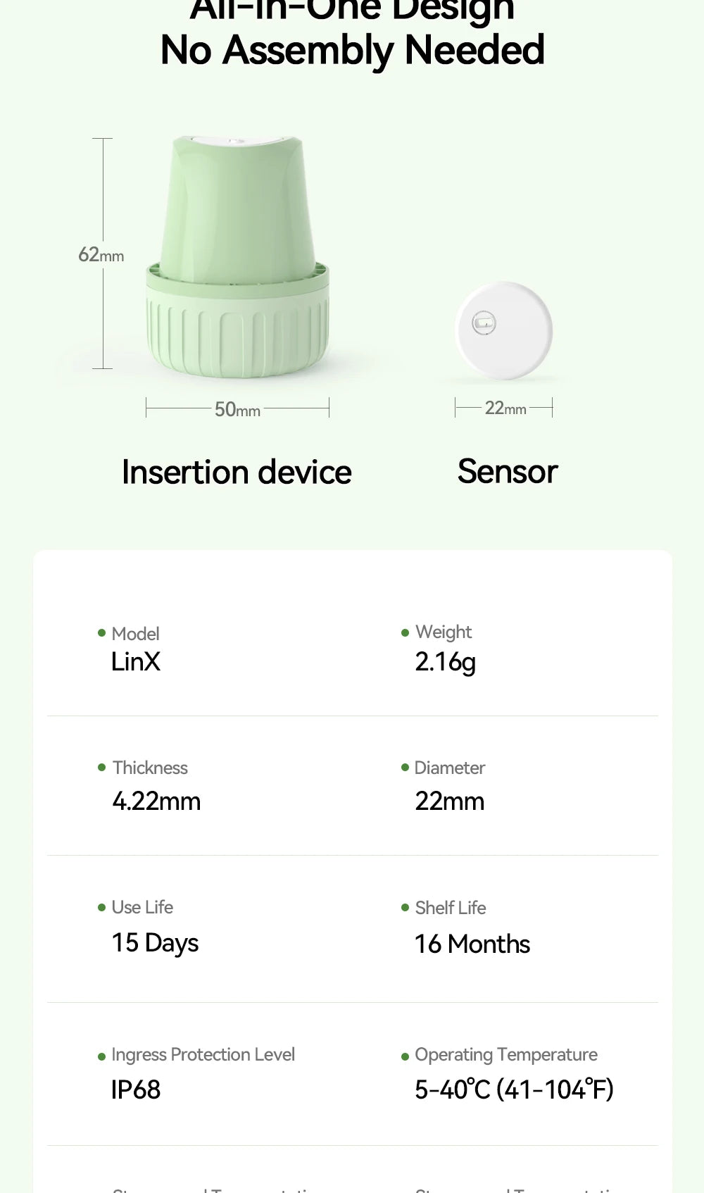 Monitor de Glucosa Continuo MicroTech LinX — Sin Pinchazos, Control en Tiempo Real por 15 Días