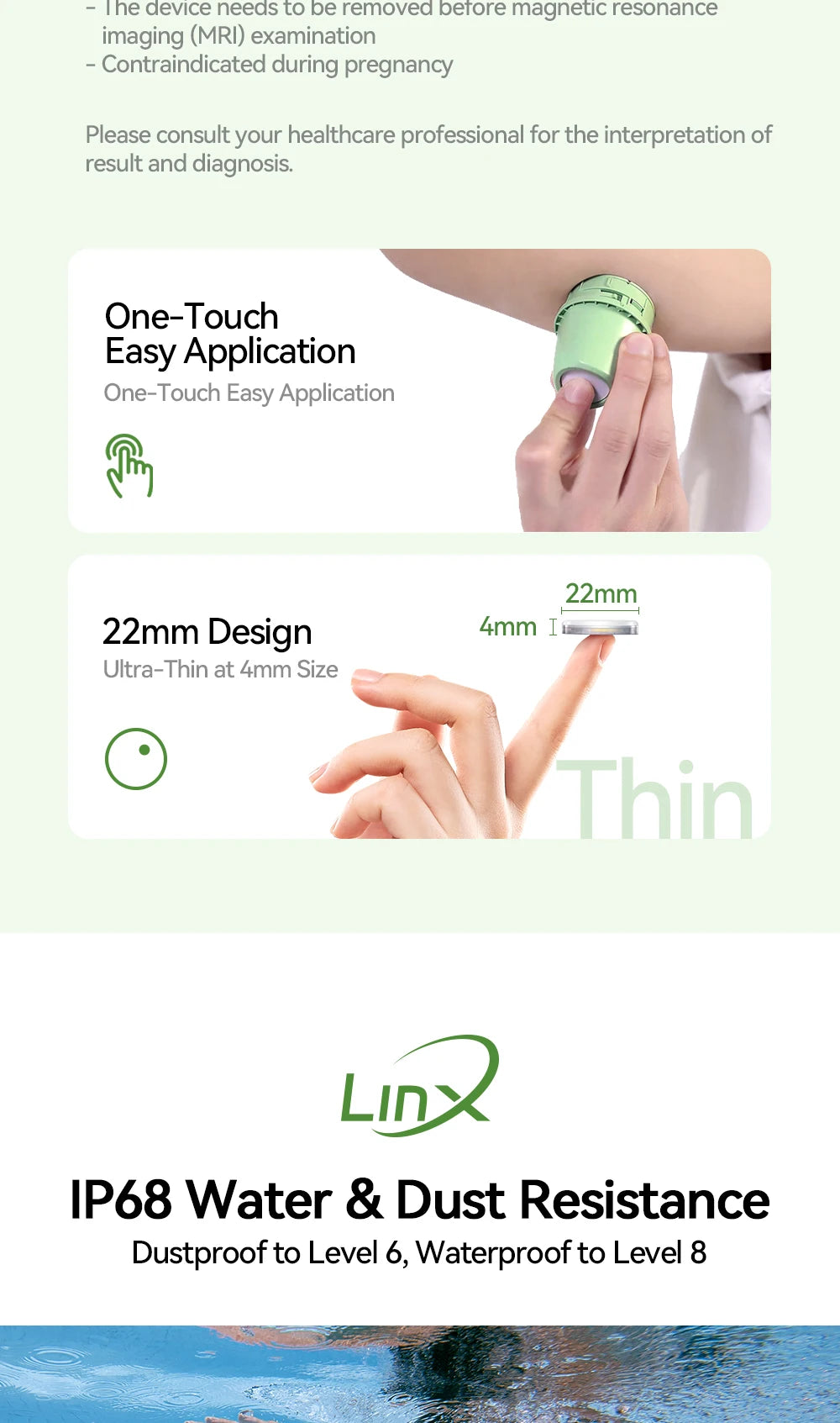 Monitor de Glucosa Continuo MicroTech LinX — Sin Pinchazos, Control en Tiempo Real por 15 Días