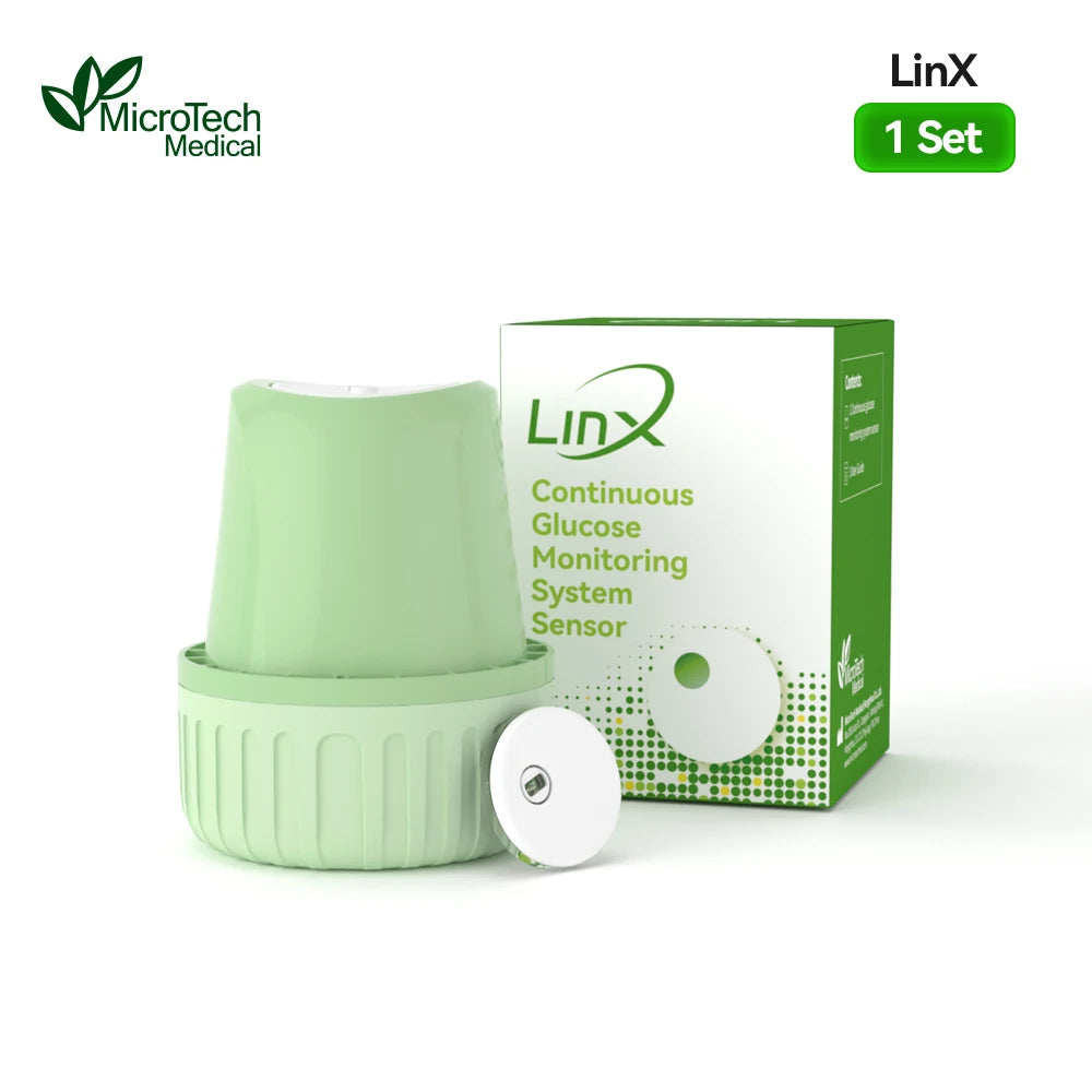 Monitor de Glucosa Continuo MicroTech LinX — Sin Pinchazos, Control en Tiempo Real por 15 Días