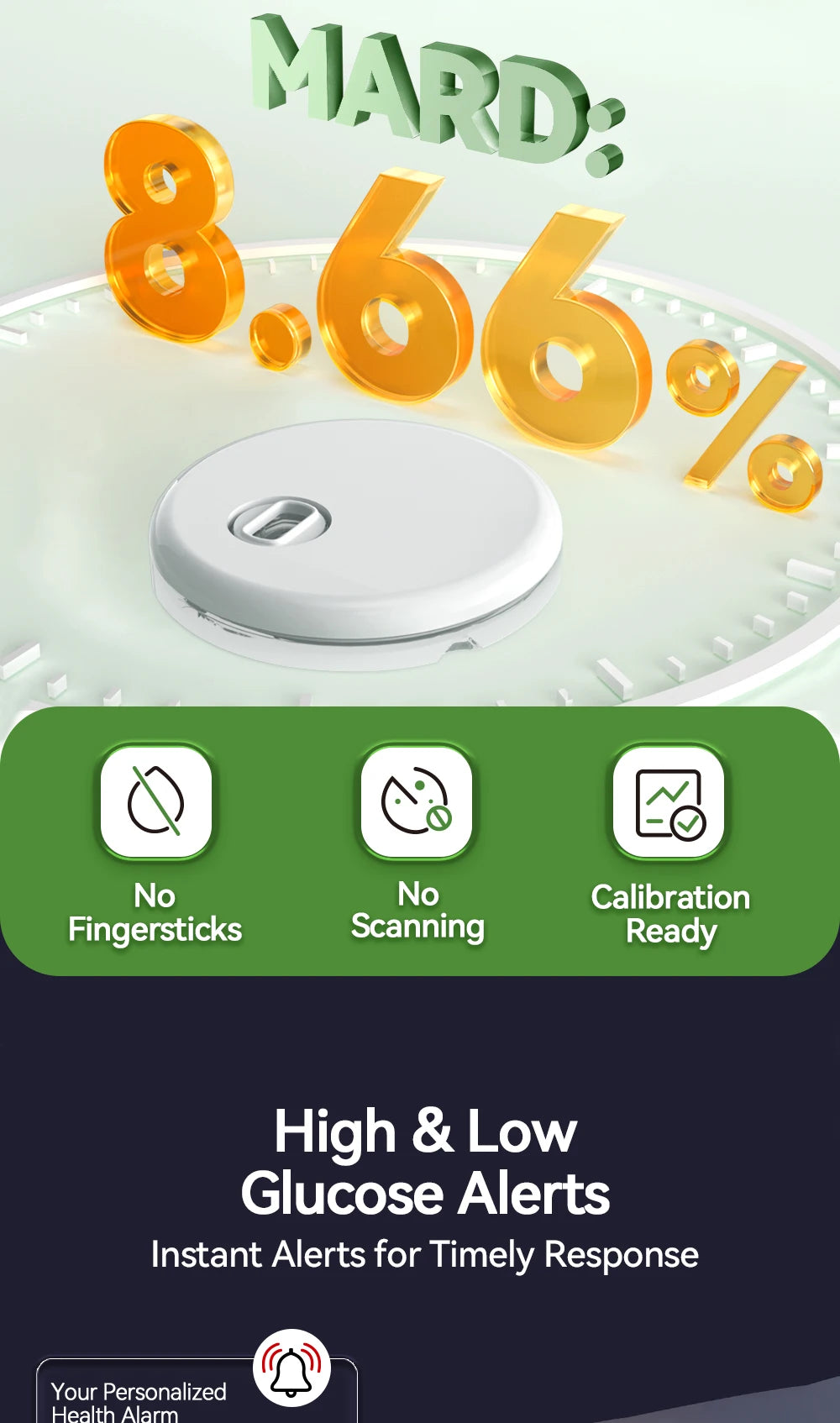 Monitor de Glucosa Continuo MicroTech LinX — Sin Pinchazos, Control en Tiempo Real por 15 Días